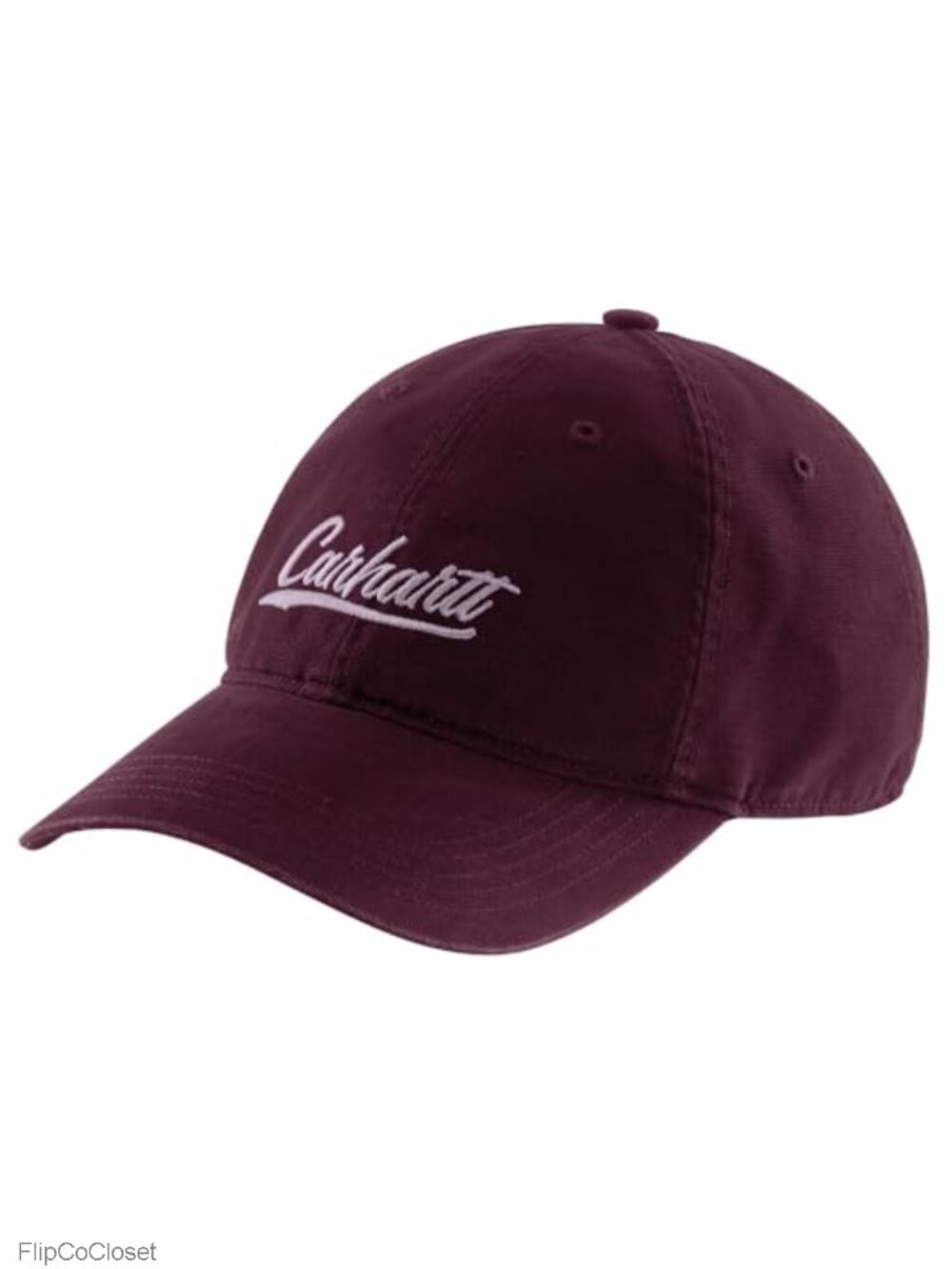 Women's Canvas Baseball Cap with Script Embroidery Adjustable Closure